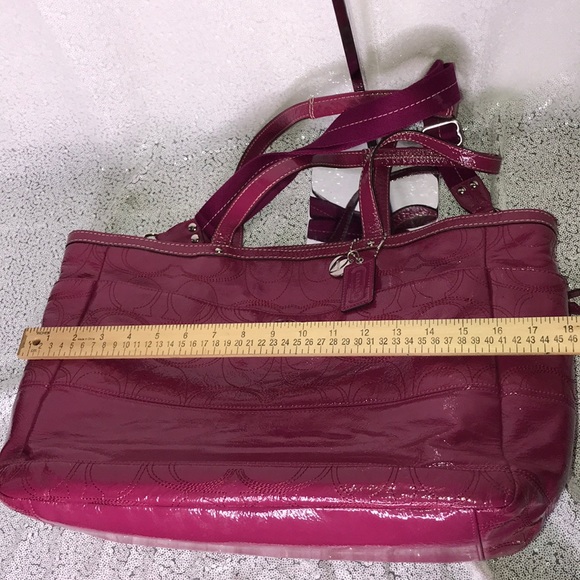 COACH Raspberry Patent Leather Large Diaper Bag - Picture 3 of 8